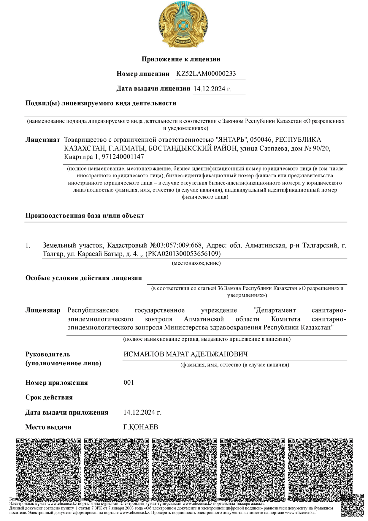 Лицензия на проведение деятельности 1